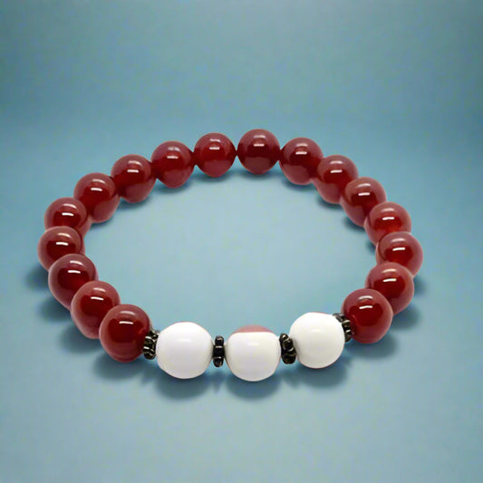 White Tridacna/Red Agate